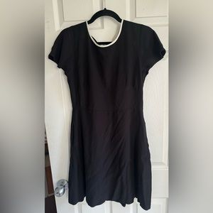 LOFT Black Tipped Flare Dress